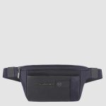 Piquadro Marsupio uomo blu in tessuto riciclato e pelle Brief