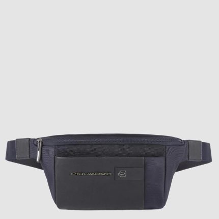 Piquadro Marsupio uomo blu in tessuto riciclato e pelle Brief