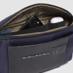 Piquadro Marsupio uomo blu in tessuto riciclato e pelle Brief