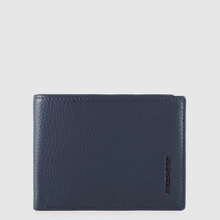 Piquadro Portafogli uomo blu in pelle con portamonete Modus