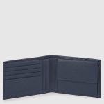 Piquadro Portafogli uomo blu in pelle con portamonete Modus