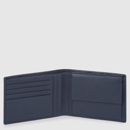 Piquadro Portafogli uomo blu in pelle con portamonete Modus