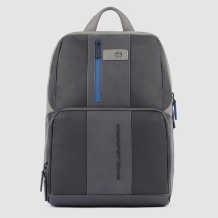 Piquadro Zaino grigio in pelle porta pc 14" Urban