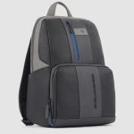 Piquadro Zaino grigio in pelle porta pc 14" Urban