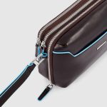 Piquadro Pochette uomo mogano in pelle a due scomparti Blue Square