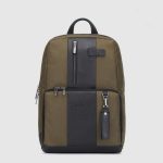 Piquadro Zaino verde - nero in tessuto riciclato e pelle porta pc 14" Brief