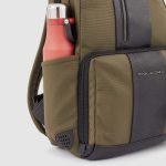 Piquadro Zaino verde - nero in tessuto riciclato e pelle porta pc 14" Brief
