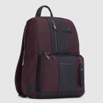 Piquadro Zaino wenge - nero in tessuto riciclato e pelle porta pc 14" Brief