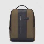Piquadro Zaino verde - nero in tessuto riciclato e pelle porta pc 15,6" Brief
