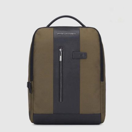 Piquadro Zaino verde - nero in tessuto riciclato e pelle porta pc 15,6" Brief