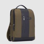 Piquadro Zaino verde - nero in tessuto riciclato e pelle porta pc 15,6" Brief