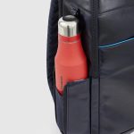 Piquadro Zaino nero in pelle porta computer 15,6" e porta iPadlue Square