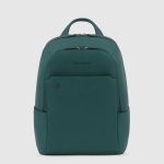 Piquadro Zaino verde in pelle porta pc 14" Black Square