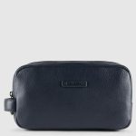 Piquadro Beauty case uomo blu in pelle a due scomparti Modus