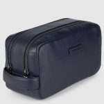 Piquadro Beauty case uomo blu in pelle a due scomparti Modus
