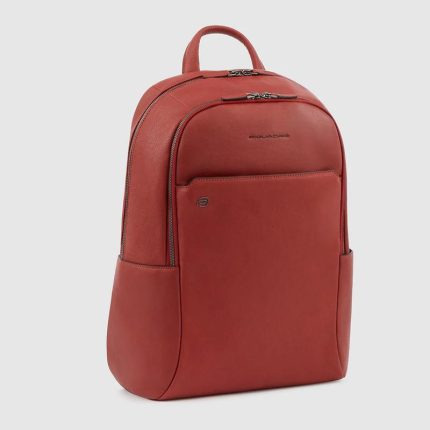 Piquadro Zaino da lavoro rosso in pelle porta pc 15,6" Black Square