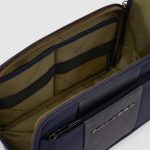 Piquadro Beauty case uomo blu in tessuto riciclato e pelle Brief