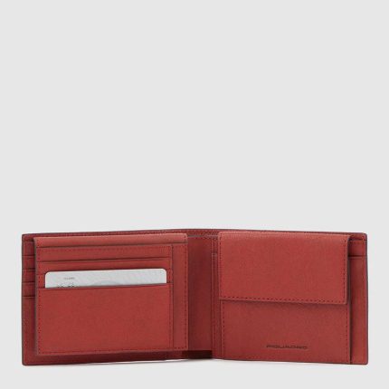 Piquadro Portafogli uomo rosso in pelle con porta documenti Black Square