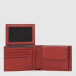 Piquadro Portafogli uomo rosso in pelle con porta documenti Black Square