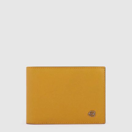 Portafogli uomo giallo in pelle con porta monete Black Square