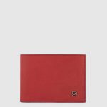 Portafogli uomo rosso in pelle con porta monete Black Square