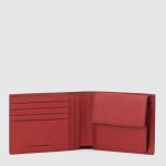 Portafogli uomo rosso in pelle con porta monete Black Square