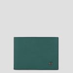 Portafogli uomo verde in pelle con porta monete Black Square