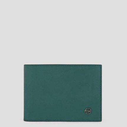 Portafogli uomo verde in pelle con porta monete Black Square