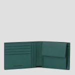 Portafogli uomo verde in pelle con porta monete Black Square