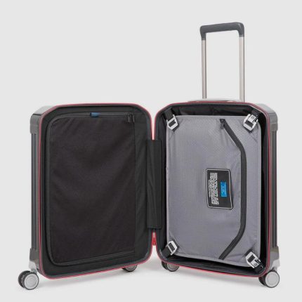 Piquadro Trolley da cabina rigido grigio e rosso in policarbonato a 4 ruote PQ-Light