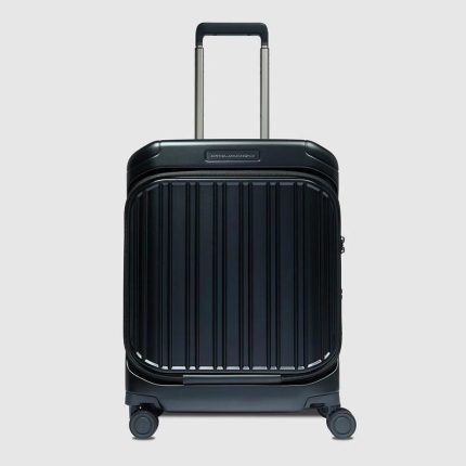 Piquadro Trolley cabina rigido nero opaco in policarbonato a 4 ruote porta pc PQ-Light