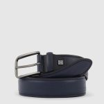 Piquadro Cintura uomo blu in pelle con fibbia ad ardiglione