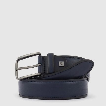 Piquadro Cintura uomo blu in pelle con fibbia ad ardiglione