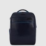 Piquadro Zaino blu in pelle porta PC 14" con porta iPadlue Square