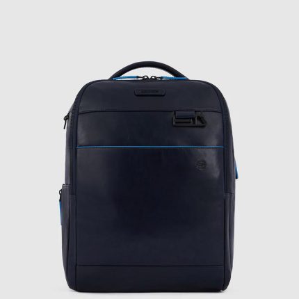 Piquadro Zaino blu in pelle porta PC 14" con porta iPadlue Square
