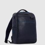 Piquadro Zaino blu in pelle porta PC 14" con porta iPadlue Square