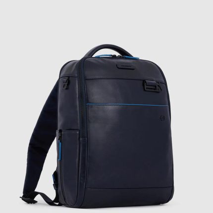 Piquadro Zaino blu in pelle porta PC 14" con porta iPadlue Square