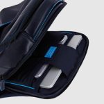 Piquadro Zaino blu in pelle porta PC 14" con porta iPadlue Square