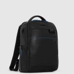 Piquadro Zaino nero in pelle porta PC 14" con porta iPadlue Square