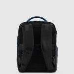 Piquadro Zaino nero in pelle porta PC 14" con porta iPadlue Square