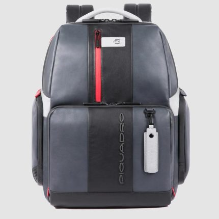 Piquadro Zaino grigio in pelle porta pc 15,6" personalizzabile Urban