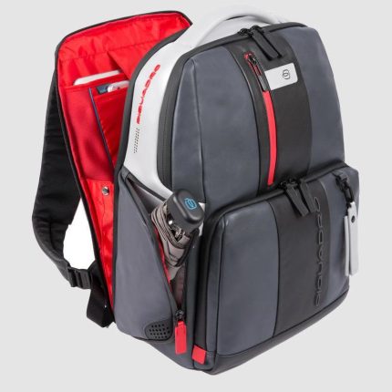 Piquadro Zaino grigio in pelle porta pc 15,6" personalizzabile Urban