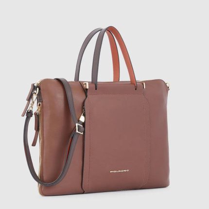 Piquadro Borsa da lavoro donna marrone in pelle porta pc 15,6" Circle