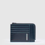 Piquadro Portafogli portacarte uomo blu in pelle Blue Square