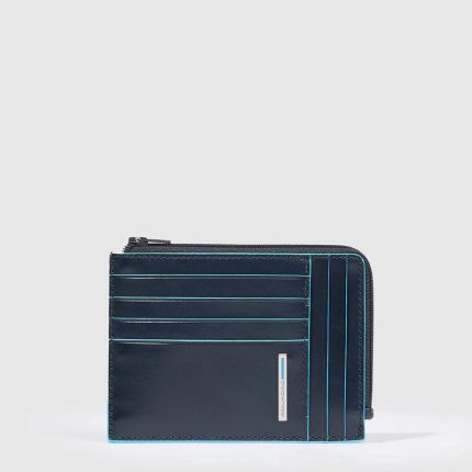Piquadro Portafogli portacarte uomo blu in pelle Blue Square