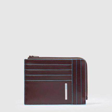 Piquadro Portafogli portacarte uomo mogano in pelle Blue Square