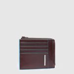 Piquadro Portafogli portacarte uomo mogano in pelle Blue Square