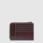 Piquadro Portafogli portacarte uomo mogano in pelle Blue Square