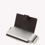 Piquadro Portacarte testa di moro in metallo e pelle Black Square