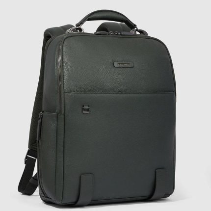 Piquadro Zaino verde in pelle porta pc 15,6" Modus